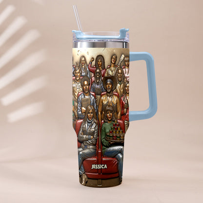 Watching Scary Movie Tumbler - Personalized Horror Movie Tumbler With Plush Charm