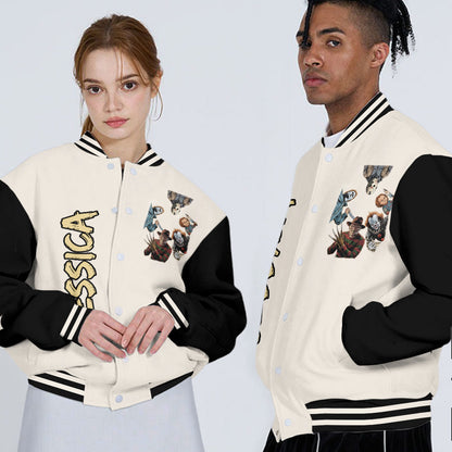 Come With Me ... If You Dare - Personalized Horror Character Varsity Jacket