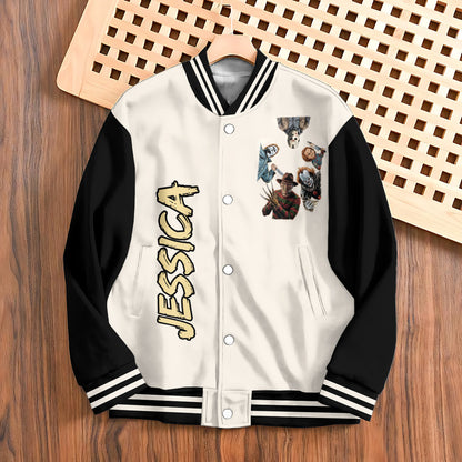 Come With Me ... If You Dare - Personalized Horror Character Varsity Jacket