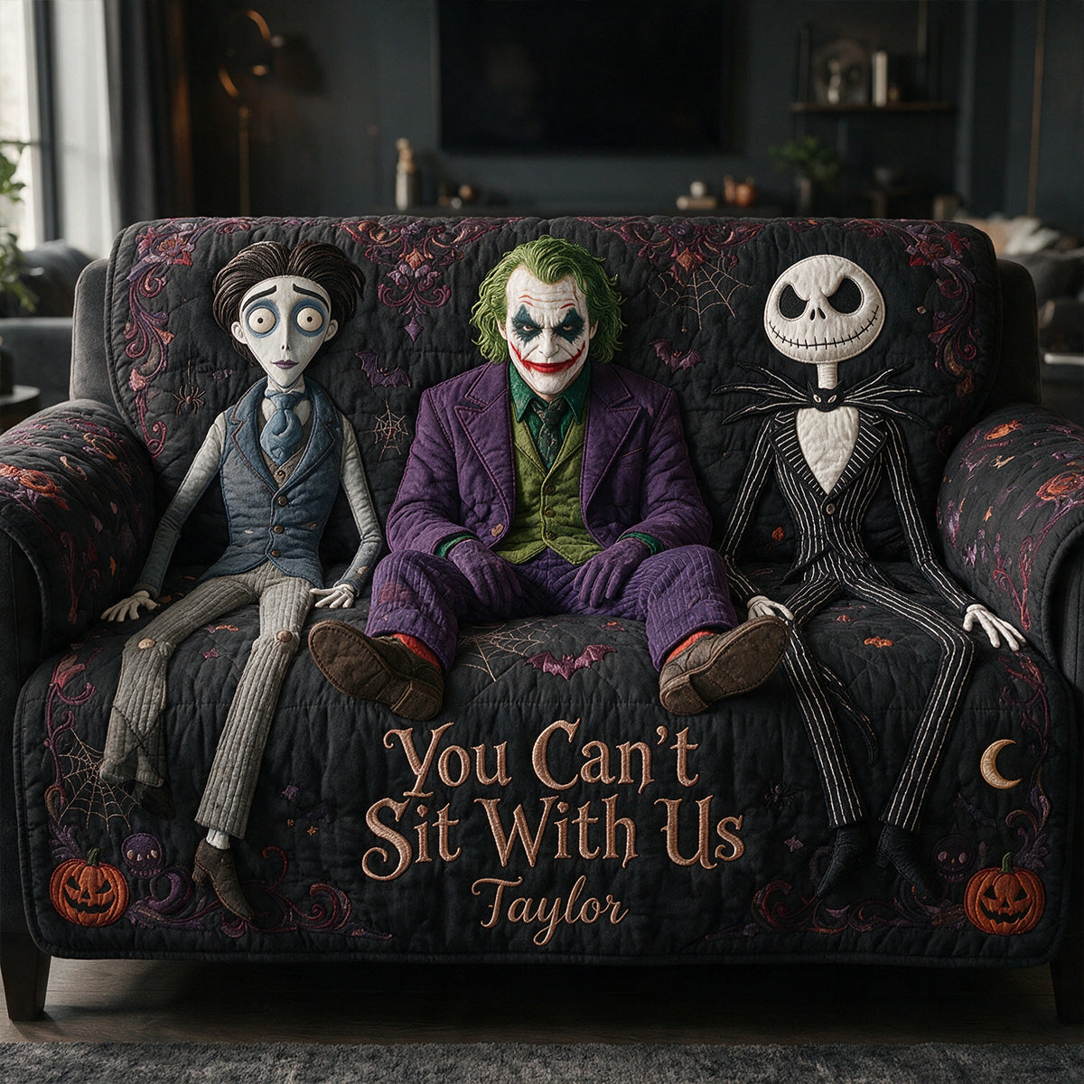 You Can't Sit With Us - Personalized Horror Character Quilted Sofa/Couch Cover