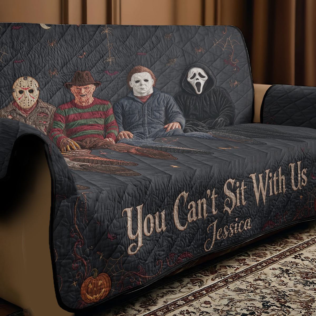 You Can't Sit With Us - Personalized Horror Character Quilted Sofa/Couch Cover