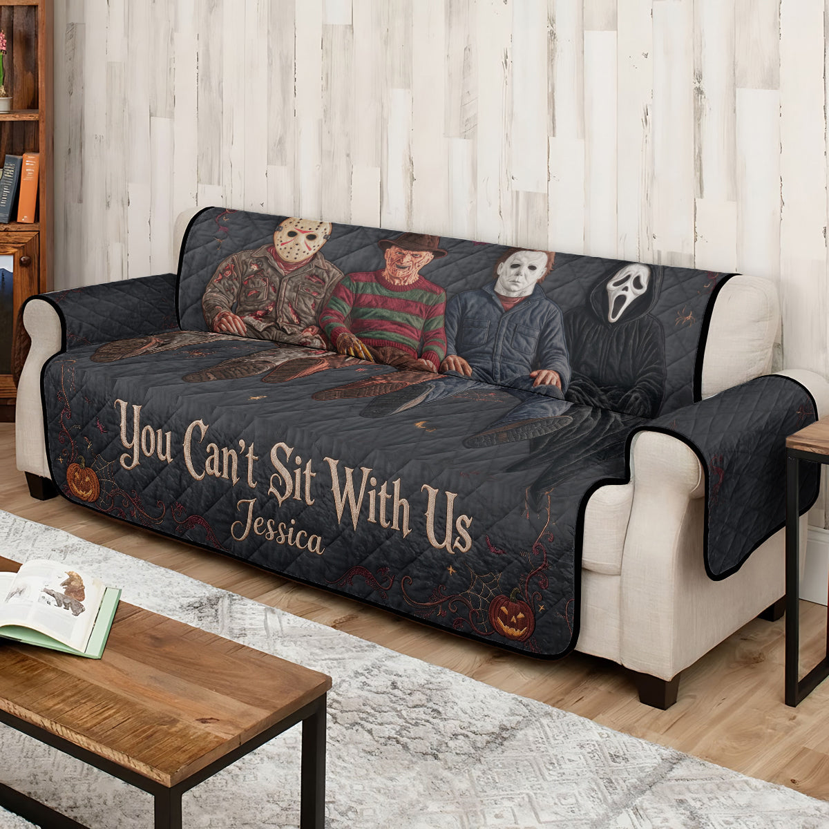 You Can't Sit With Us - Personalized Horror Character Quilted Sofa/Couch Cover