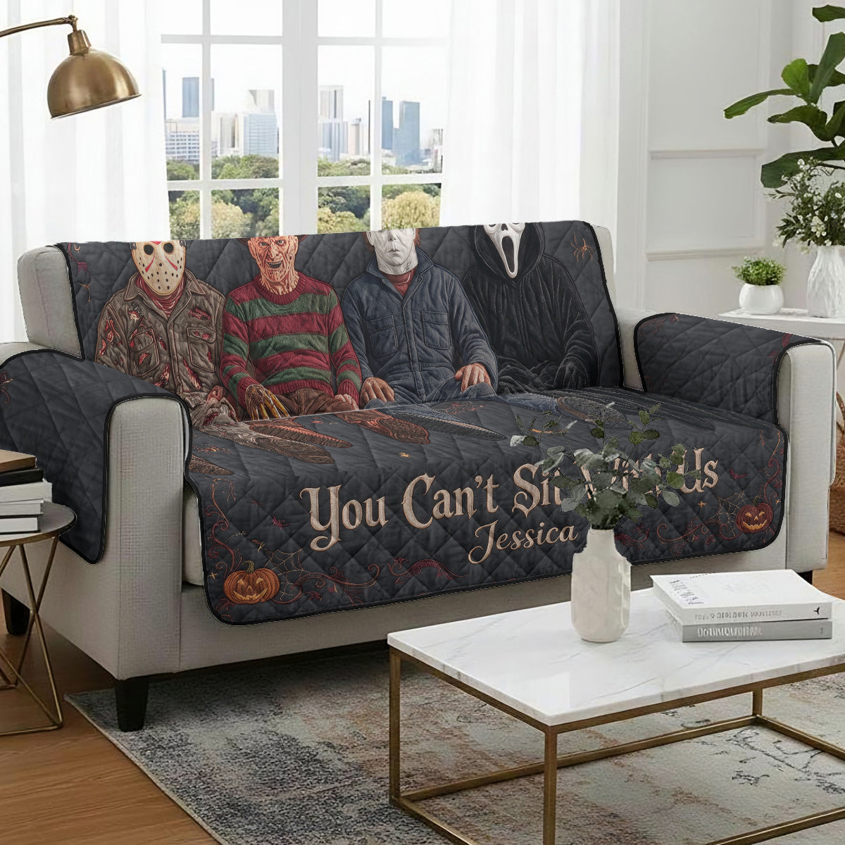 You Can't Sit With Us - Personalized Horror Character Quilted Sofa/Couch Cover