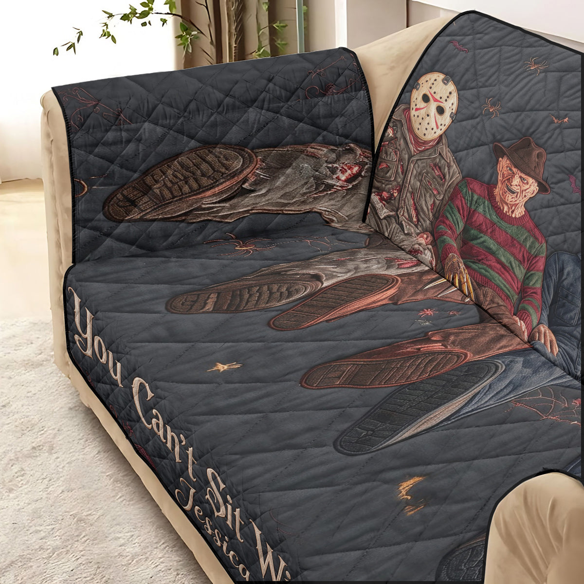You Can't Sit With Us - Personalized Horror Character Quilted Sofa/Couch Cover