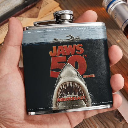 50th Anniversary Scary Shark - Personalized Hip Flask