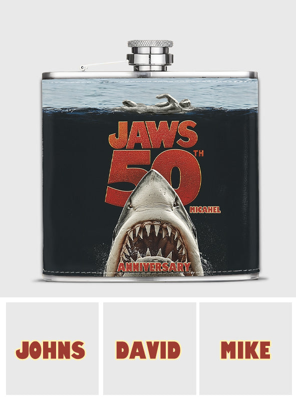 50th Anniversary Scary Shark - Personalized Hip Flask