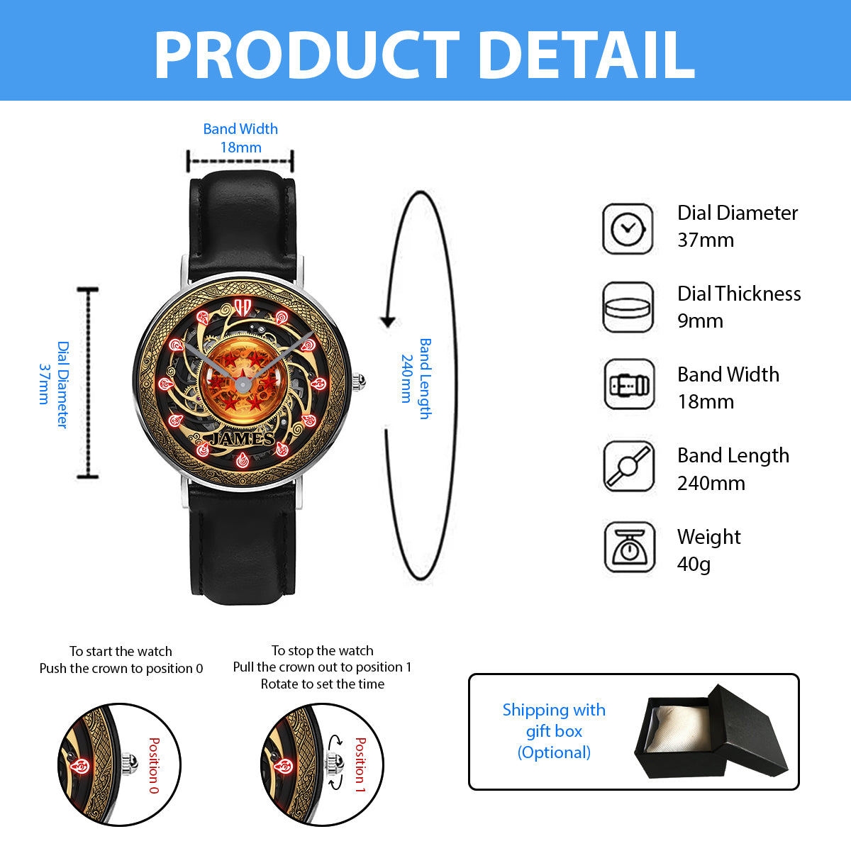 Awesome Dragon - Personalized Seven Balls Hand Watch