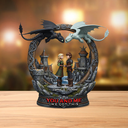 We Got This, Dragon Riders Couple - Personalized Couple Custom Shaped Acrylic Plaque
