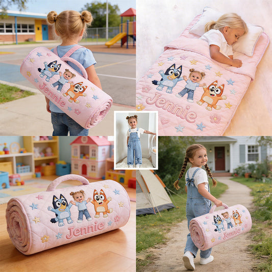 Dream Buddy - Personalized Blue Dog Nap Mat