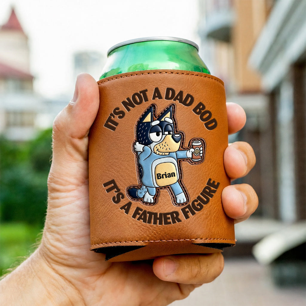 It's Father Figure - Personalized Blue Dog Leather Can Cooler
