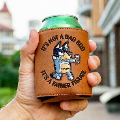 It's Father Figure - Personalized Blue Dog Leather Can Cooler
