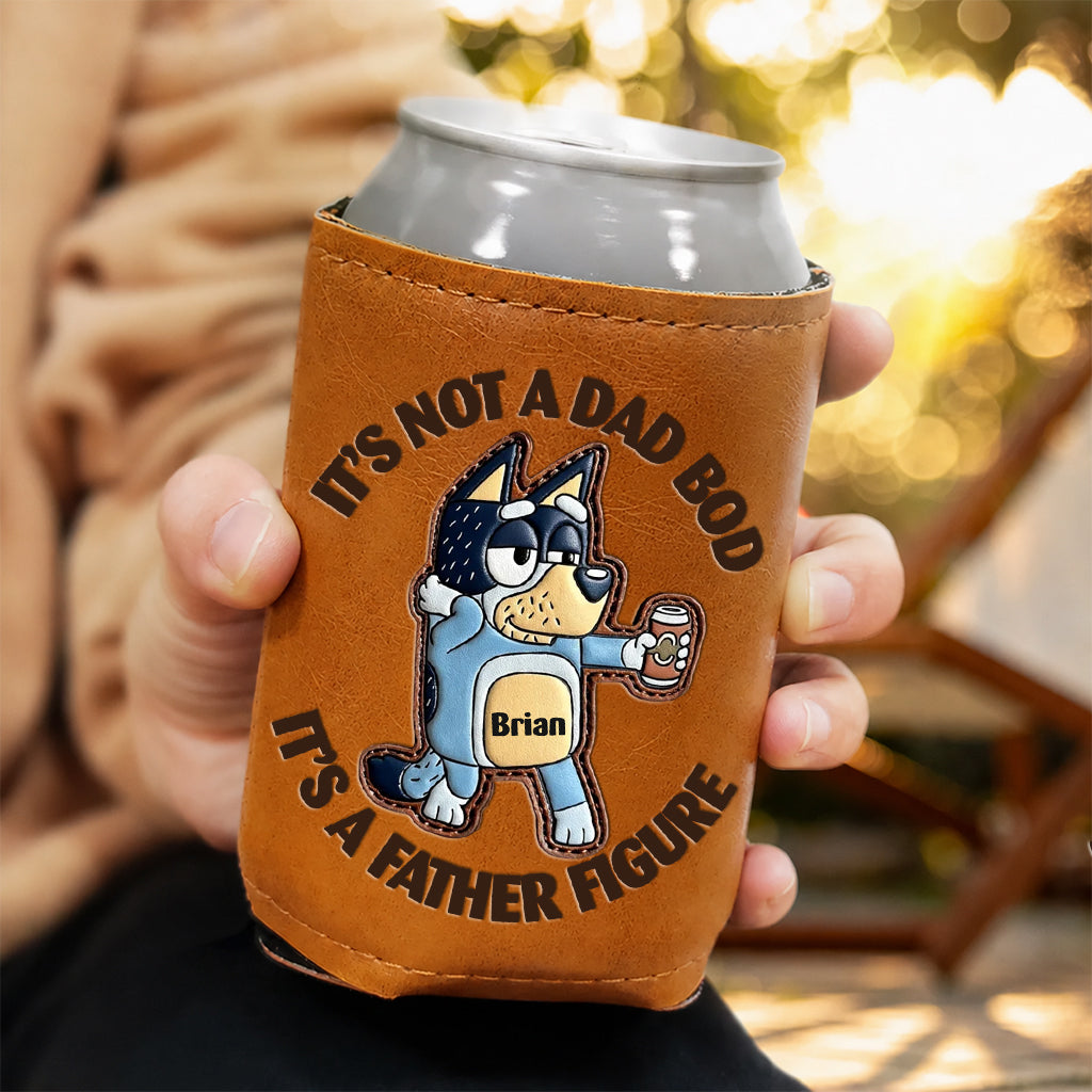 It's Father Figure - Personalized Blue Dog Leather Can Cooler