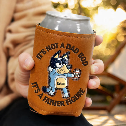 It's Father Figure - Personalized Blue Dog Leather Can Cooler