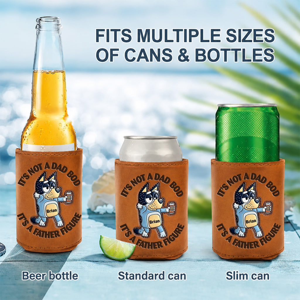 It's Father Figure - Personalized Blue Dog Leather Can Cooler