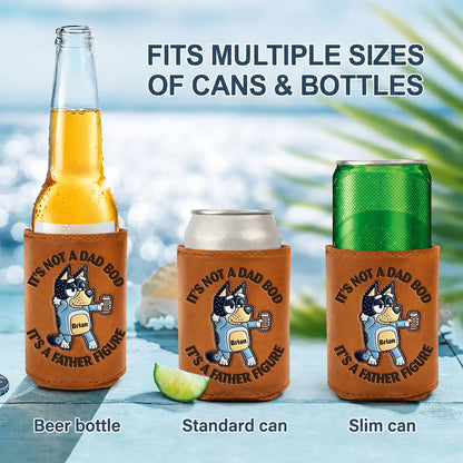 It's Father Figure - Personalized Blue Dog Leather Can Cooler
