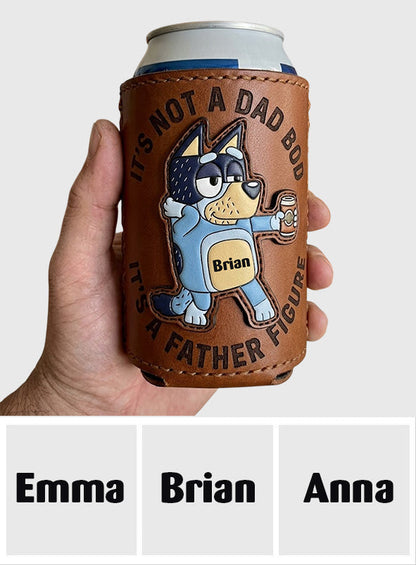 It's Father Figure - Personalized Blue Dog Leather Can Cooler