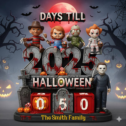 Halloween Countdown - Personalized Horror Character Interchangeable Plaque