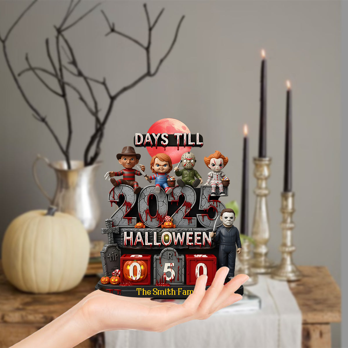 Halloween Countdown - Personalized Horror Character Interchangeable Plaque
