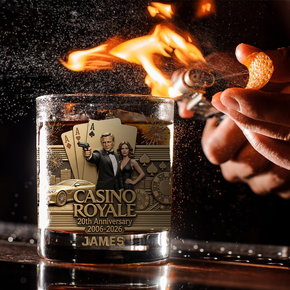 20th Anniversary - Personalized Casino Spy Whiskey Glass