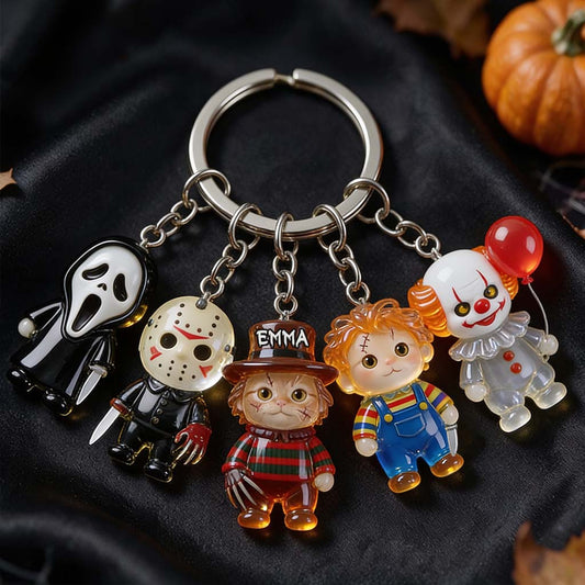 Horror Cats - Personalized Horror Character Premium Keychain With Charms