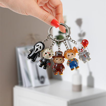 Horror Cats - Personalized Horror Character Premium Keychain With Charms