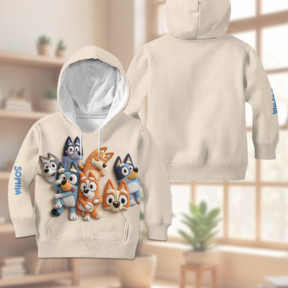 Blue Friend - Personalized Bluey Kid Hoodie & Kid Jogger Sweatpants