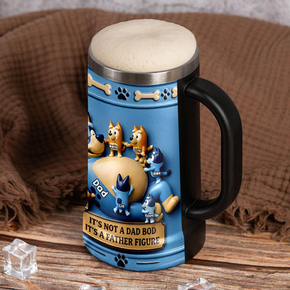Blue Dog Fans Gift, It's Not A Dad Bod It's A Father Figure - Personalized Blue Dog Beer Stein