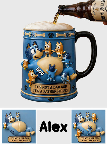Blue Dog Fans Gift, It's Not A Dad Bod It's A Father Figure - Personalized Blue Dog Beer Stein