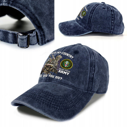 I Served My Country - Personalized Veteran Washed Denim Cap