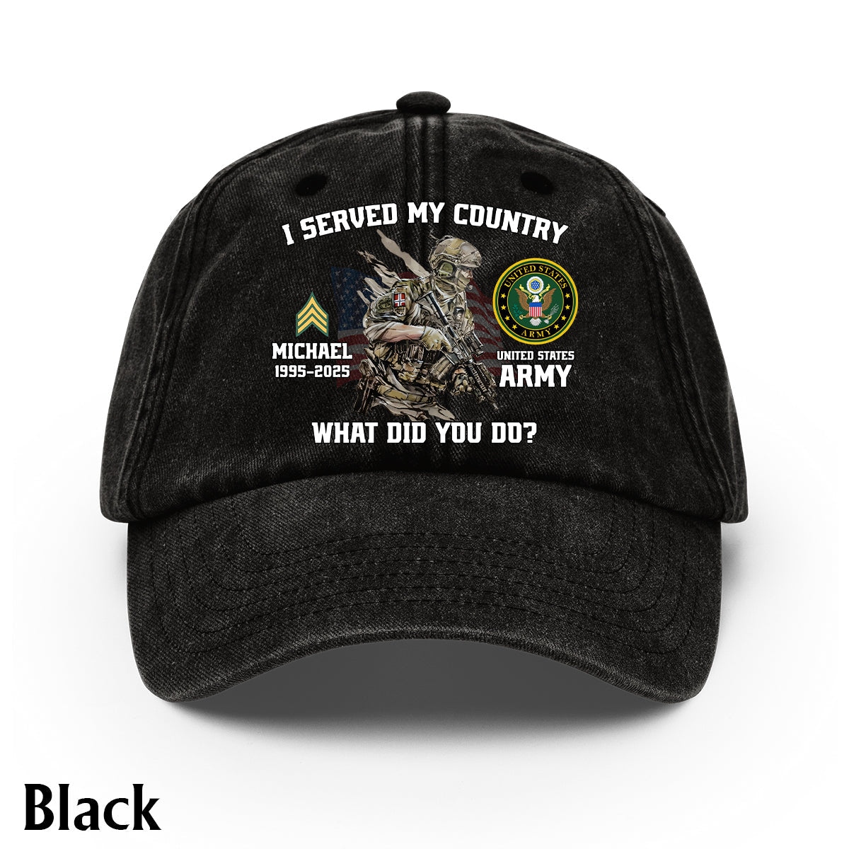 I Served My Country - Personalized Veteran Washed Denim Cap