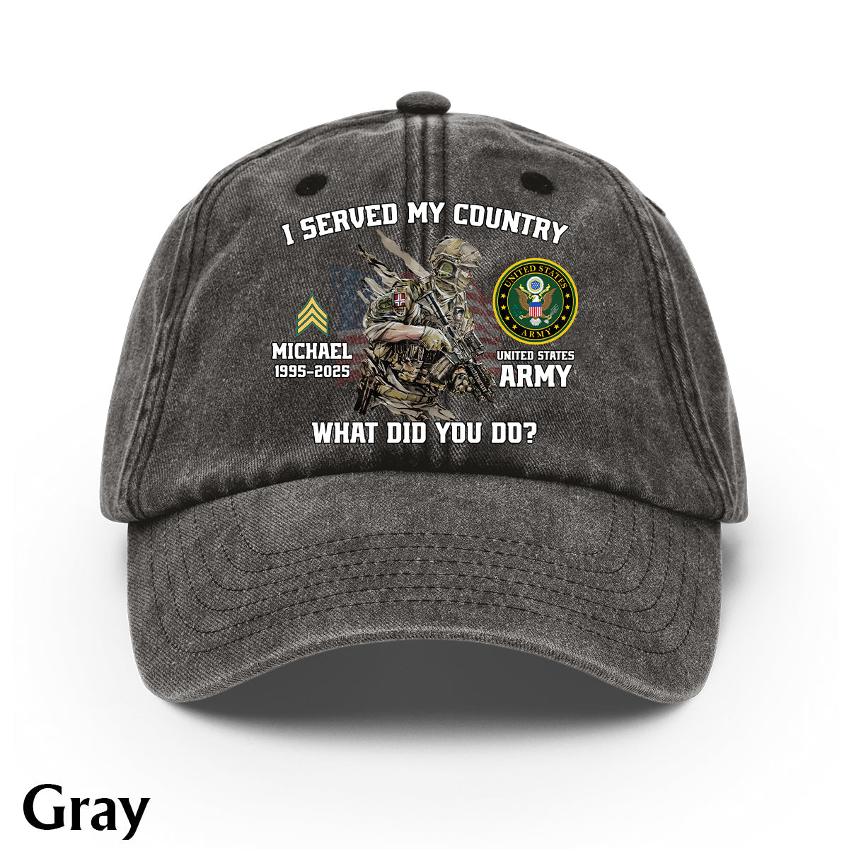 I Served My Country - Personalized Veteran Washed Denim Cap