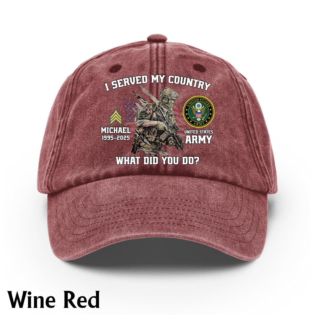 I Served My Country - Personalized Veteran Washed Denim Cap