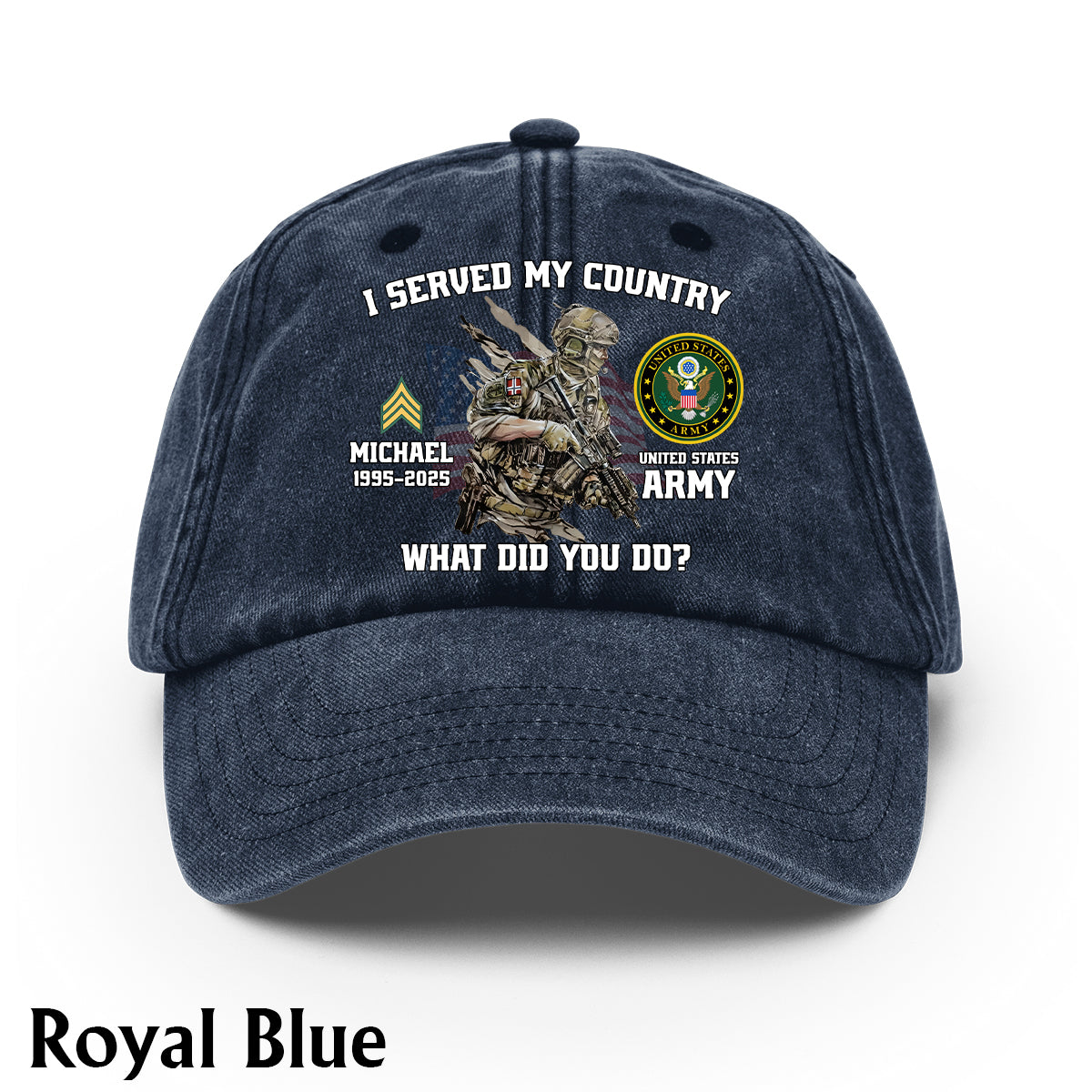 I Served My Country - Personalized Veteran Washed Denim Cap