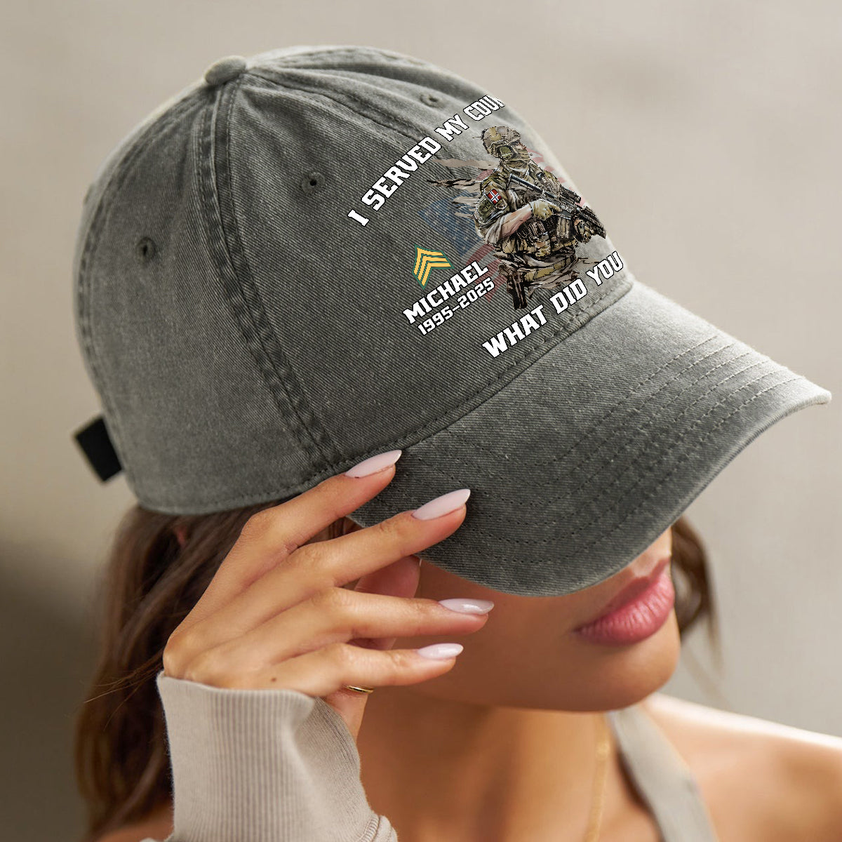 I Served My Country - Personalized Veteran Washed Denim Cap