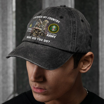 I Served My Country - Personalized Veteran Washed Denim Cap