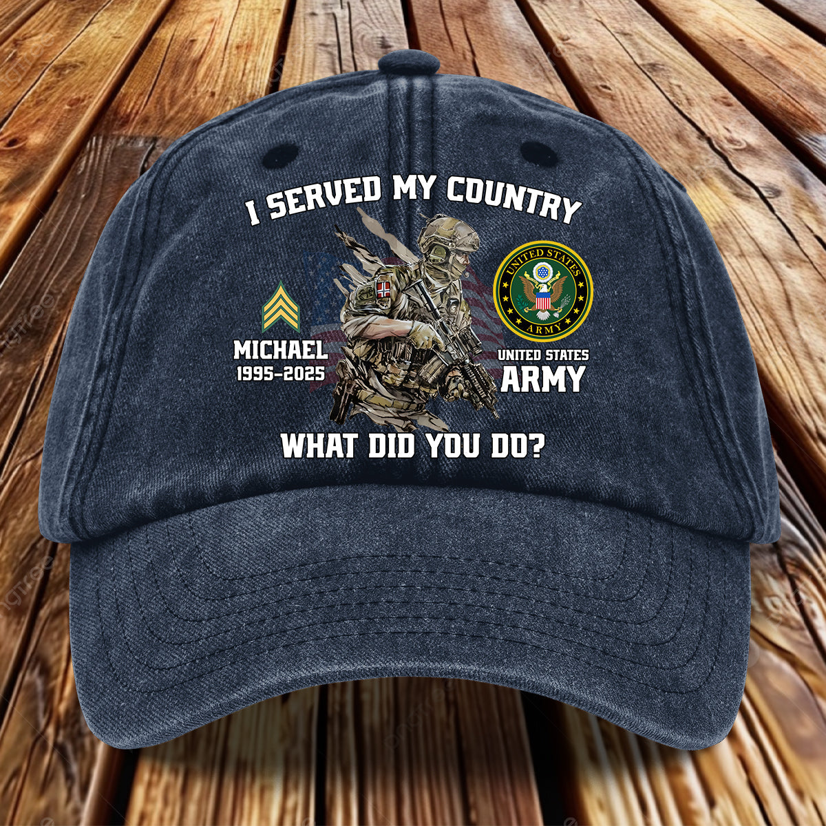 I Served My Country - Personalized Veteran Washed Denim Cap
