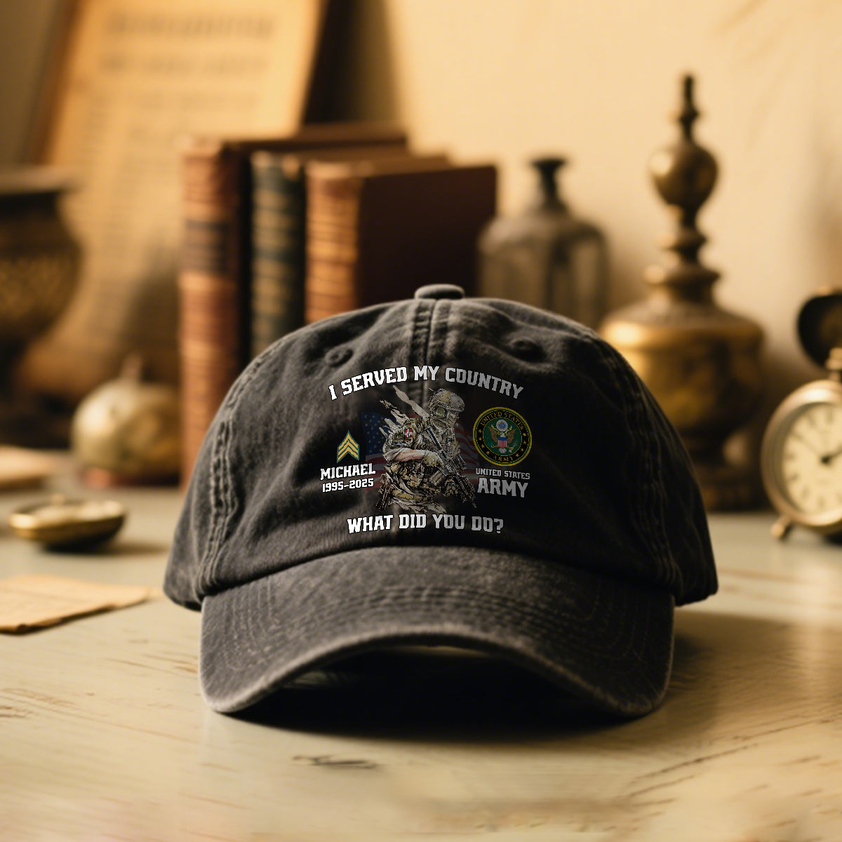 I Served My Country - Personalized Veteran Washed Denim Cap