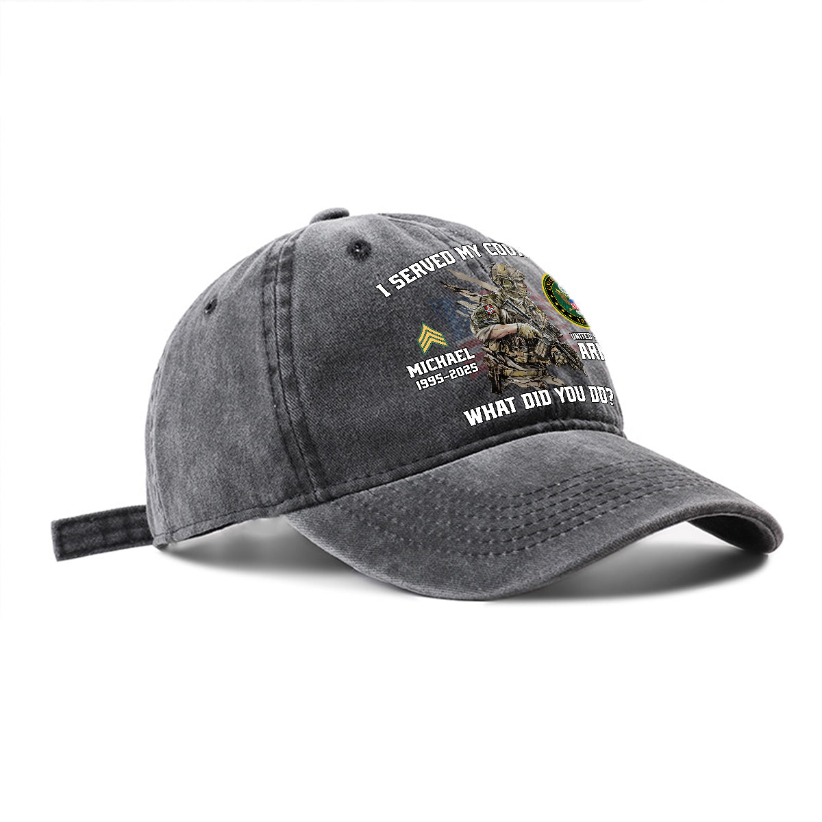 I Served My Country - Personalized Veteran Washed Denim Cap