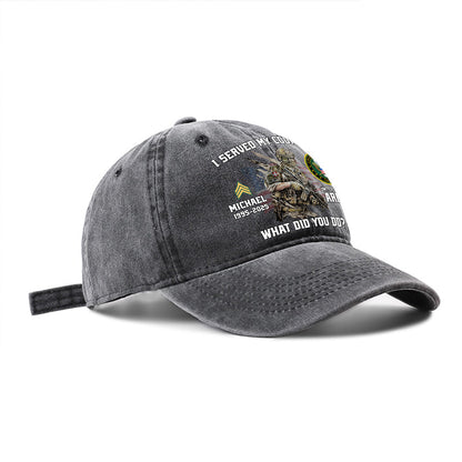 I Served My Country - Personalized Veteran Washed Denim Cap