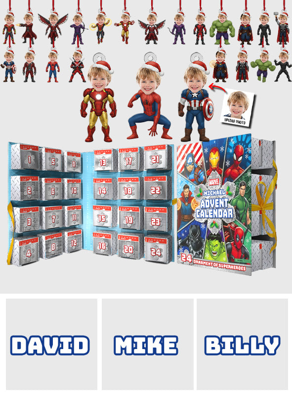 Christmas Gift For Hero's Fan - Personalized Superhero Folded Advent Calendar With Ornaments