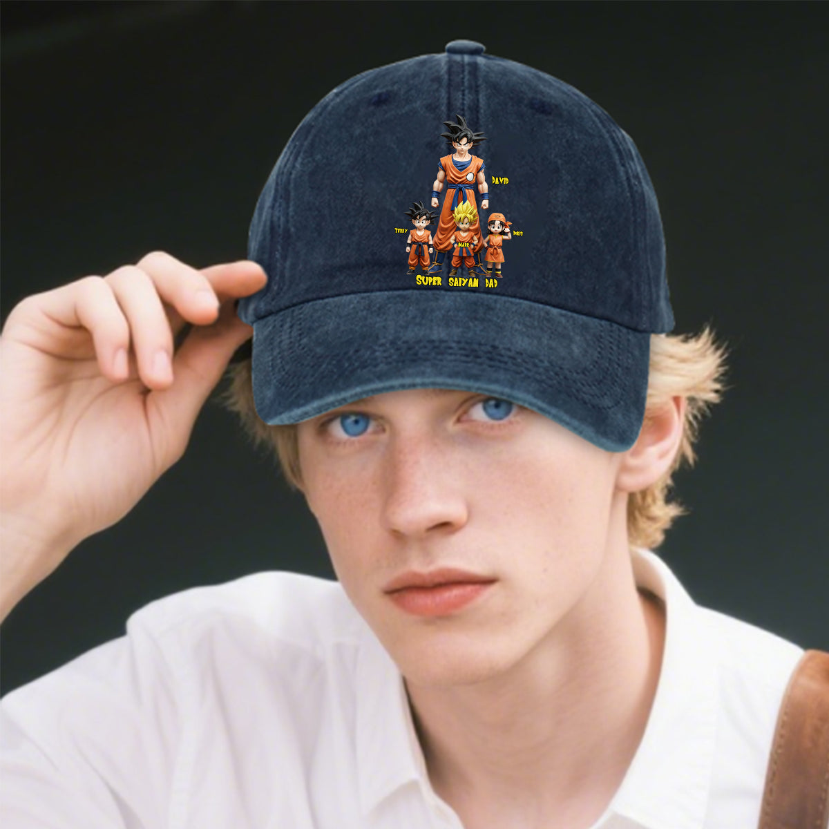Super Dad - Personalized Seven Balls Washed Denim Cap