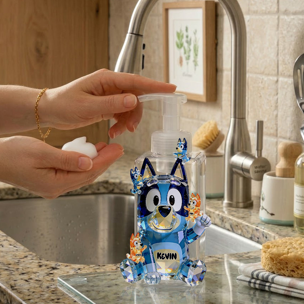 Best Dad Ever - Personalized Blue Dog Pump Dispenser