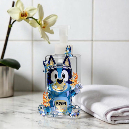 Best Dad Ever - Personalized Blue Dog Pump Dispenser