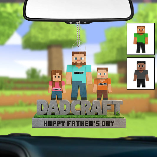 Dadcraft, Father's Day Gift For Game Dad - Personalized Block World Custom Shaped Car Ornament
