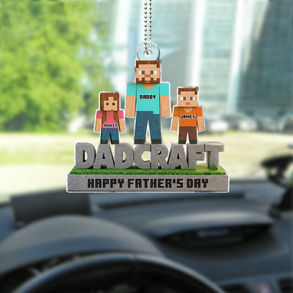 Dadcraft, Father's Day Gift For Game Dad - Personalized Block World Custom Shaped Car Ornament