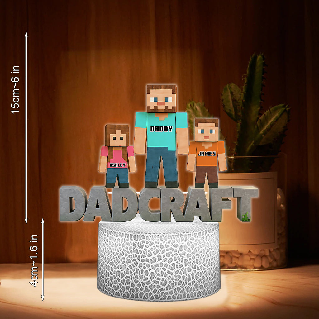 Dadcraft, Father's Day Gift For Game Dad - Personalized Block World Shaped Plaque Light Base