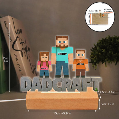 Dadcraft, Father's Day Gift For Game Dad - Personalized Block World Shaped Plaque Light Base