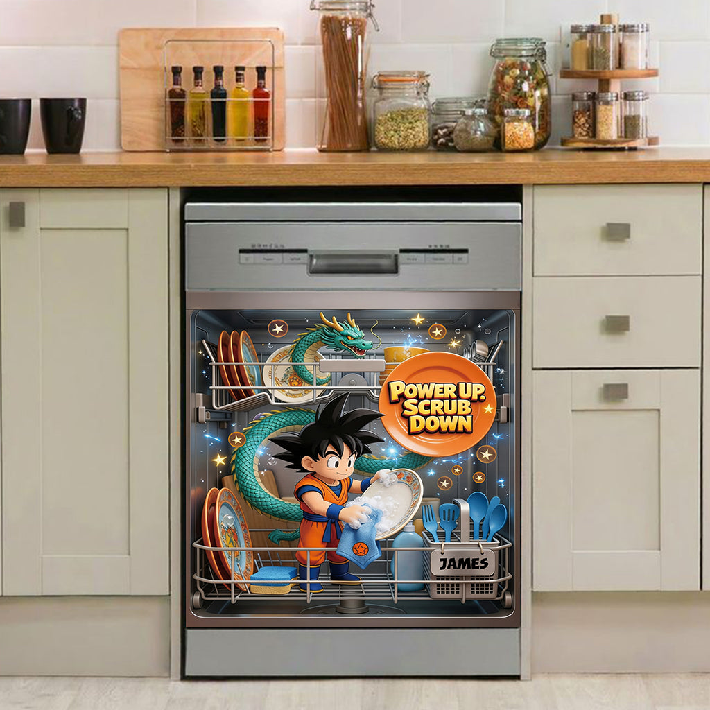 Power Up, Scrub Down - Personalized Seven Balls Dishwasher Cover