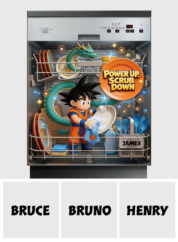 Power Up, Scrub Down - Personalized Seven Balls Dishwasher Cover