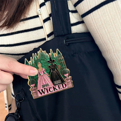 Beautiful Witches - Personalized Green and Pink Pin